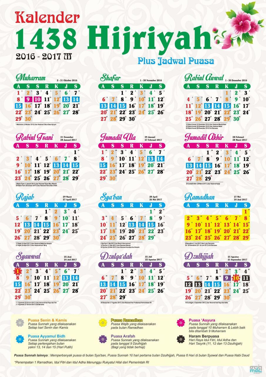 Kalender Puasa 1438 H – ciputemon's journal